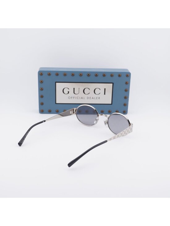 Gucci GG1854S 002 Oval Sunglasses – Silver / Grey